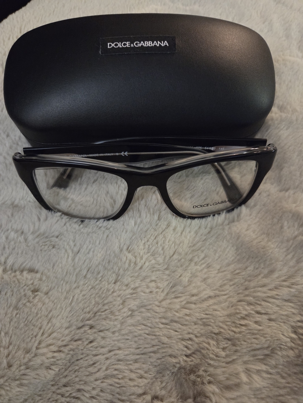 Dolce & Gabbana Black Rectangular Optical Frames with Case